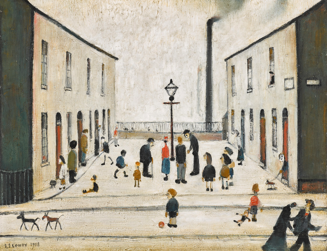 Street in Salford (1958) by Laurence Stephen Lowry (1887 - 1976), English artist.
