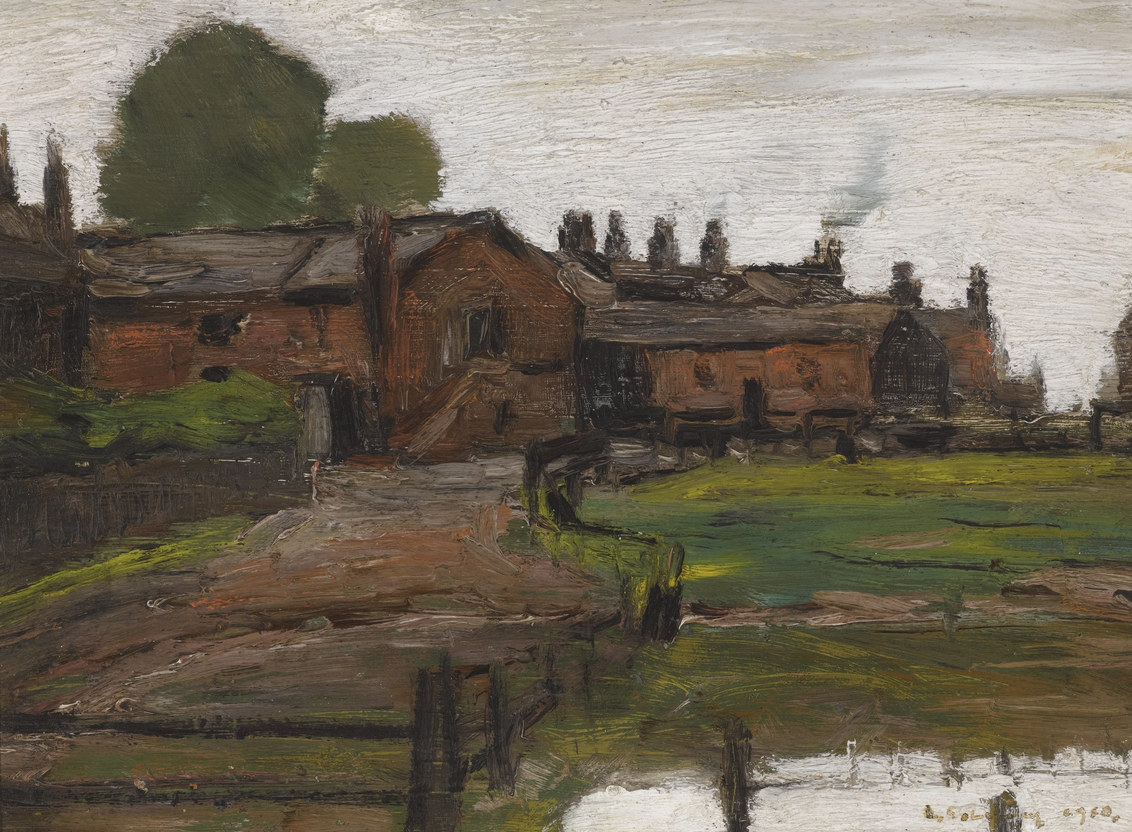 Askews Farm, Pendlebury (1960) by Laurence Stephen Lowry (1887 - 1976), English artist.