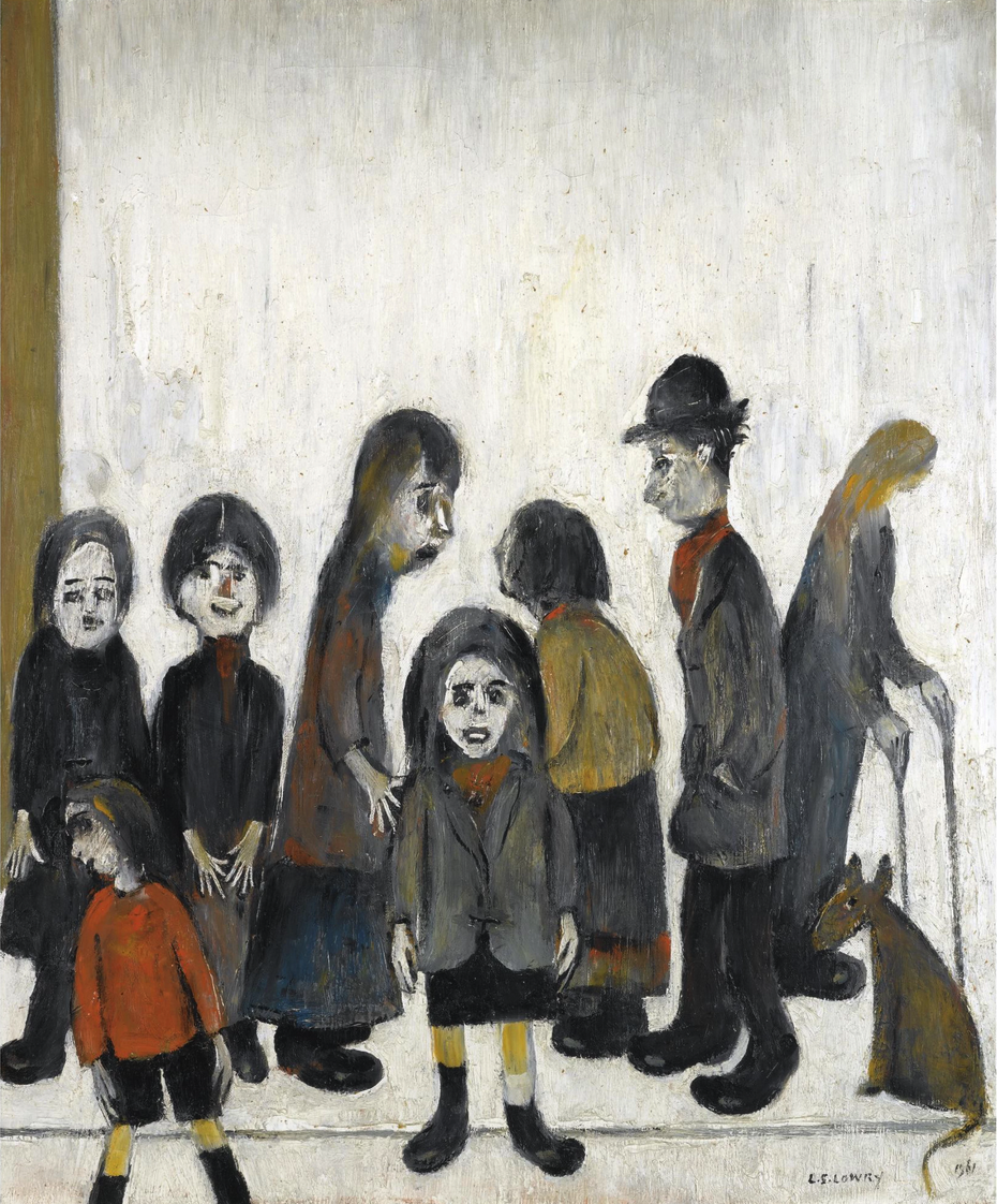Street Corrner (1961) by Laurence Stephen Lowry (1887 - 1976), English artist.