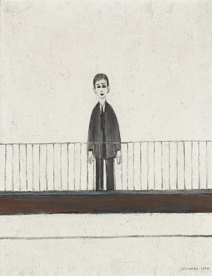 Man looking over fence (1964) by Laurence Stephen Lowry (1887 - 1976), English artist.