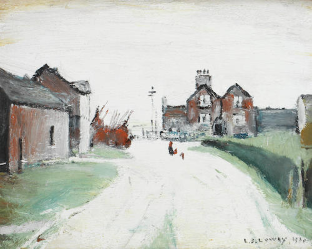 Arden's Farm, Swinton Moss (19~~ indistinctly dated) by Laurence Stephen Lowry (1887 - 1976), English artist.