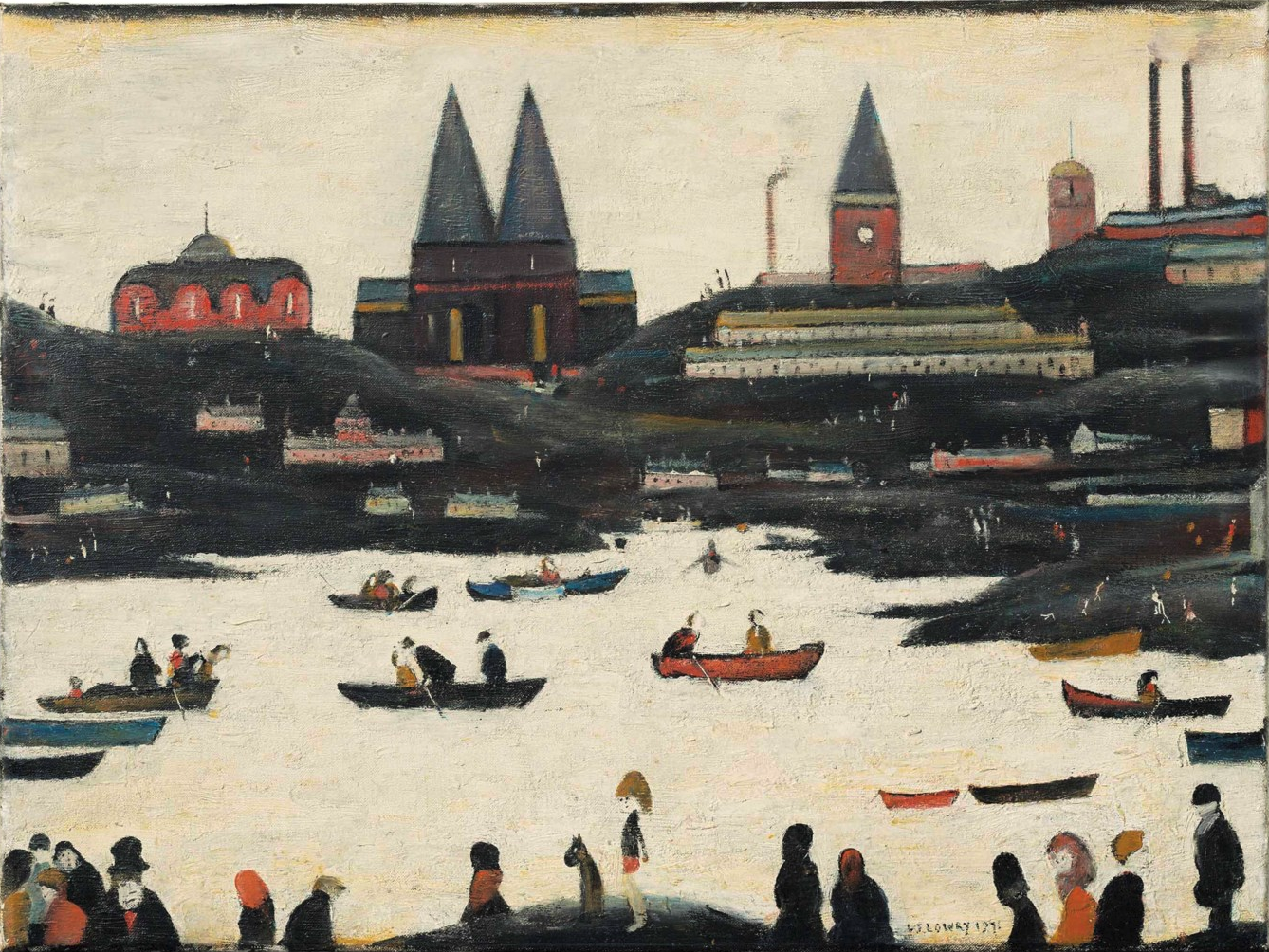 The Lake (1971) by Laurence Stephen Lowry (1887 - 1976), English artist.