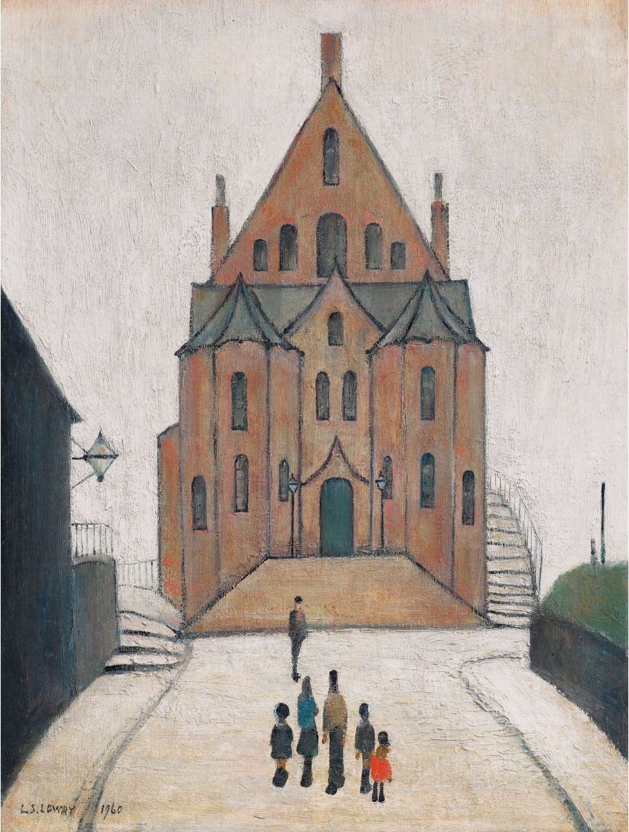 Old Church, Merthyr-Tydfil (1960) by Laurence Stephen Lowry (1887 - 1976), English artist.