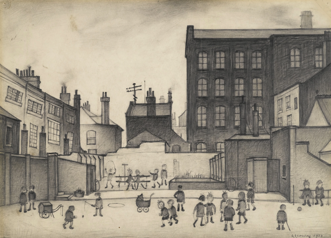 The School Yard (1930) by Laurence Stephen Lowry (1887 - 1976), English artist.