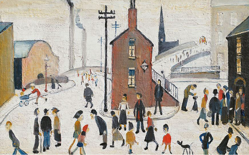 Street Scene (1957) by Laurence Stephen Lowry (1887 - 1976), English artist.