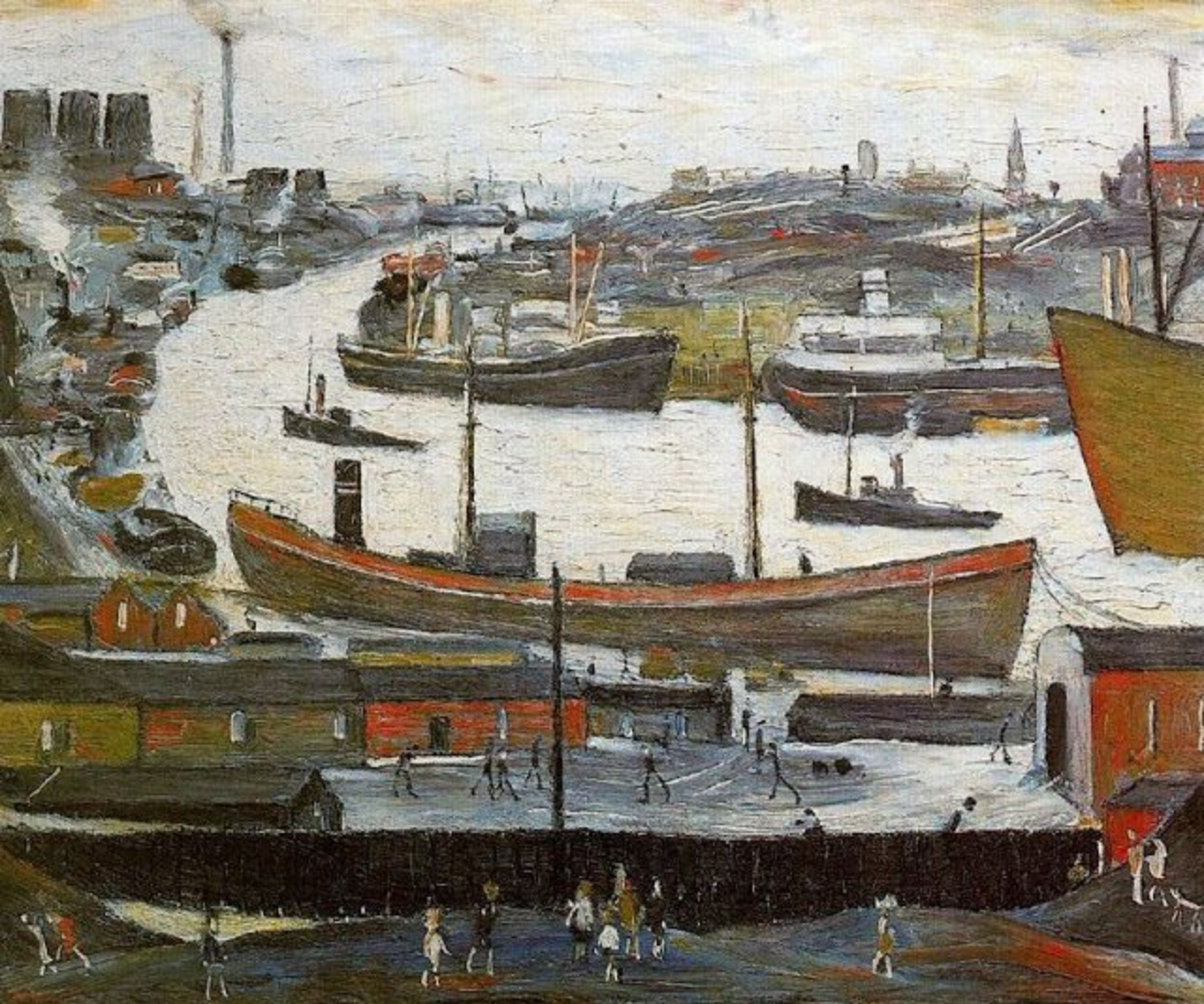 River Wear at Sunderland (1961) by Laurence Stephen Lowry (1887 - 1976), English artist.