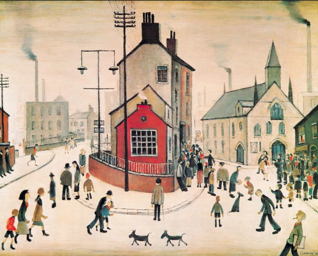 A Street in Clitheroe, Lancashire (1957) by Laurence Stephen Lowry (1887 - 1976), English artist.