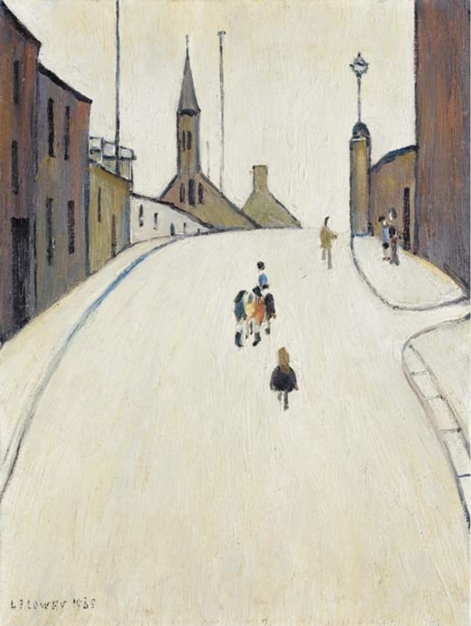 Street in Clitheroe (1965) by Laurence Stephen Lowry (1887 - 1976), English artist.