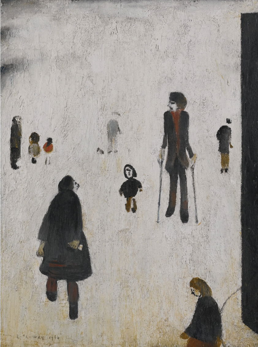 Figures in a Park (1964) by Laurence Stephen Lowry (1887 - 1976), English artist.