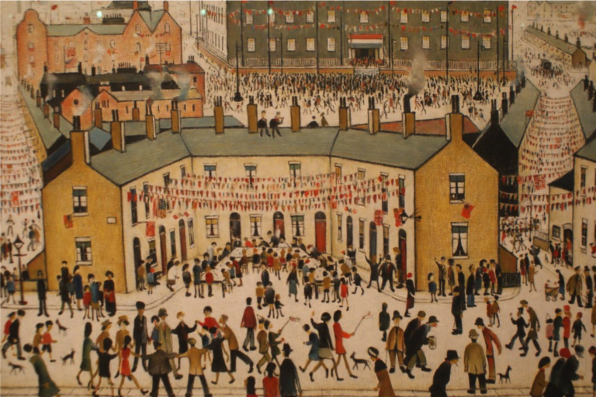 V.E. Day Celebrations (1945) by Laurence Stephen Lowry (1887 - 1976), English artist.