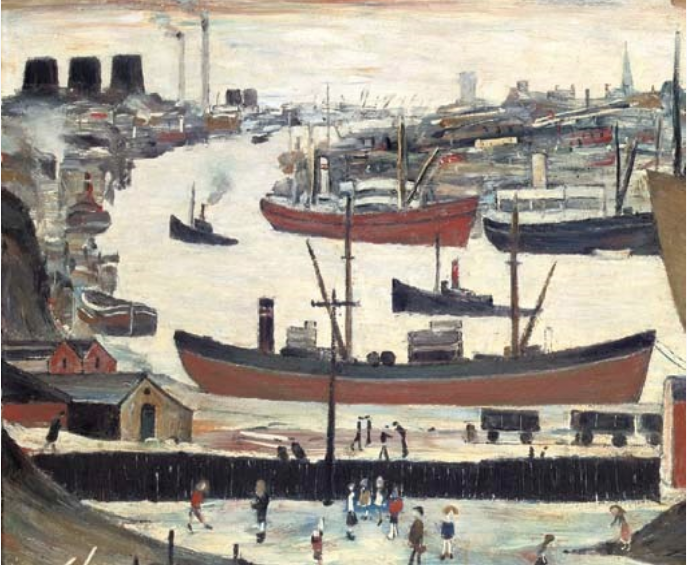 Shipping, Sunderland (1962) by Laurence Stephen Lowry (1887 - 1976), English artist.