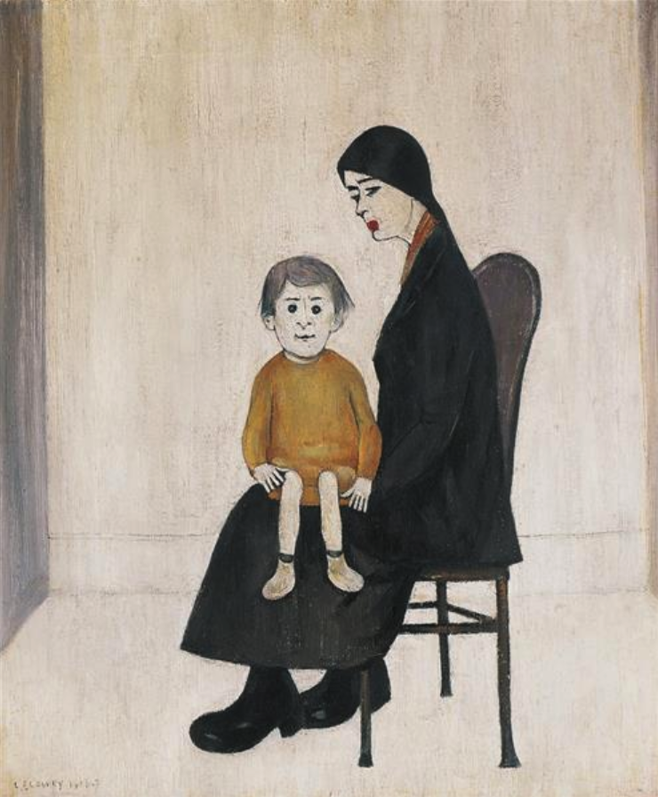 Mother and Child (1957) by Laurence Stephen Lowry (1887 - 1976), English artist.