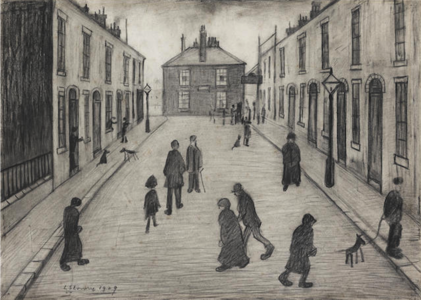 Oldham Road (1929) by Laurence Stephen Lowry (1887 - 1976), English artist.