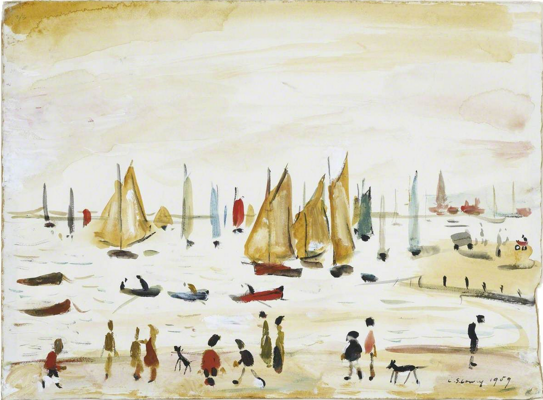 Yachts (1959) by Laurence Stephen Lowry (1887 - 1976), English artist.