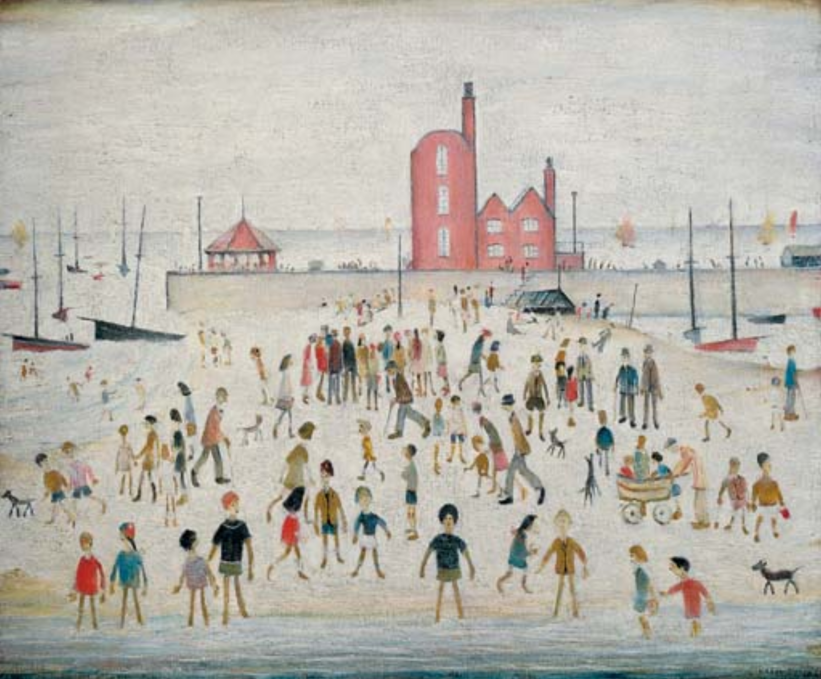 Beach and Promenade (1948) by Laurence Stephen Lowry (1887 - 1976), English artist.