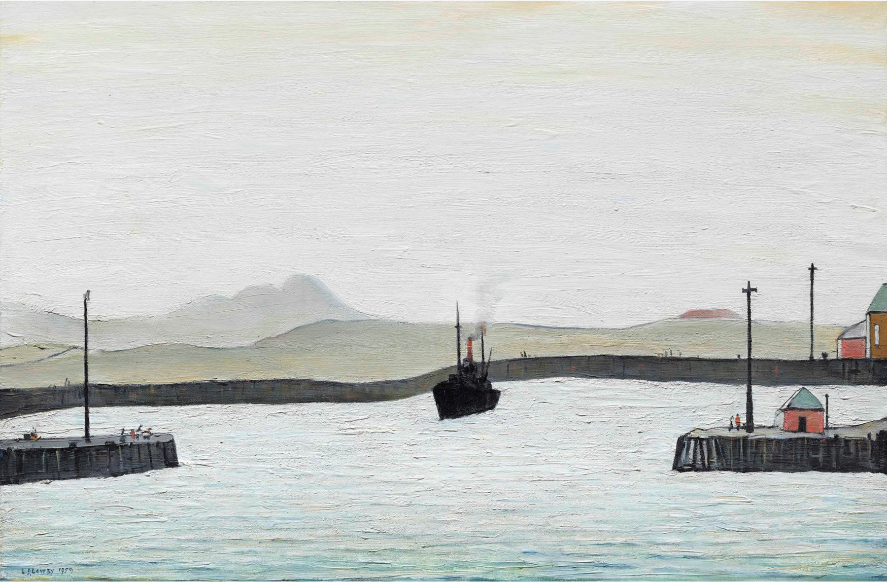 Harbour Scene (1959) by Laurence Stephen Lowry (1887 - 1976), English artist.