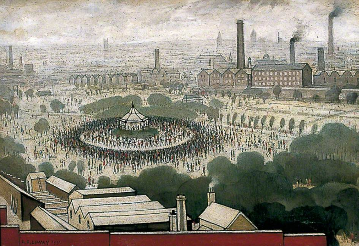The Bandstand, Peel Park, Salford (1931) by Laurence Stephen Lowry (1887 - 1976), English artist.