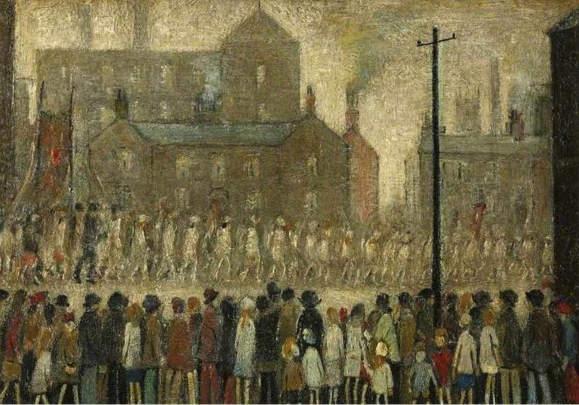 A Procession (1929) by Laurence Stephen Lowry (1887 - 1976), English artist.