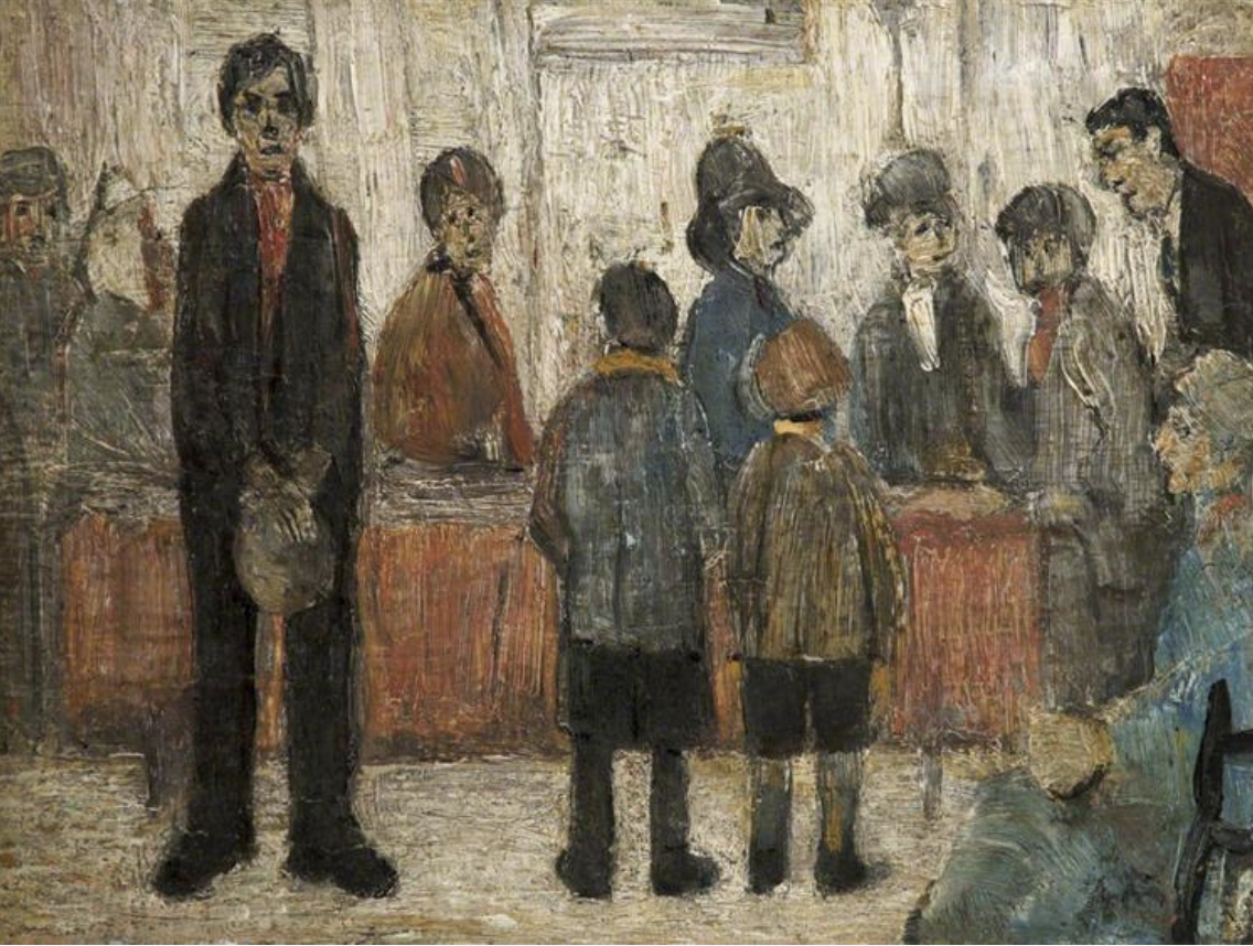 'A Doctor's waiting room' (1920) by L.S. Lowry. #art #dailylowry