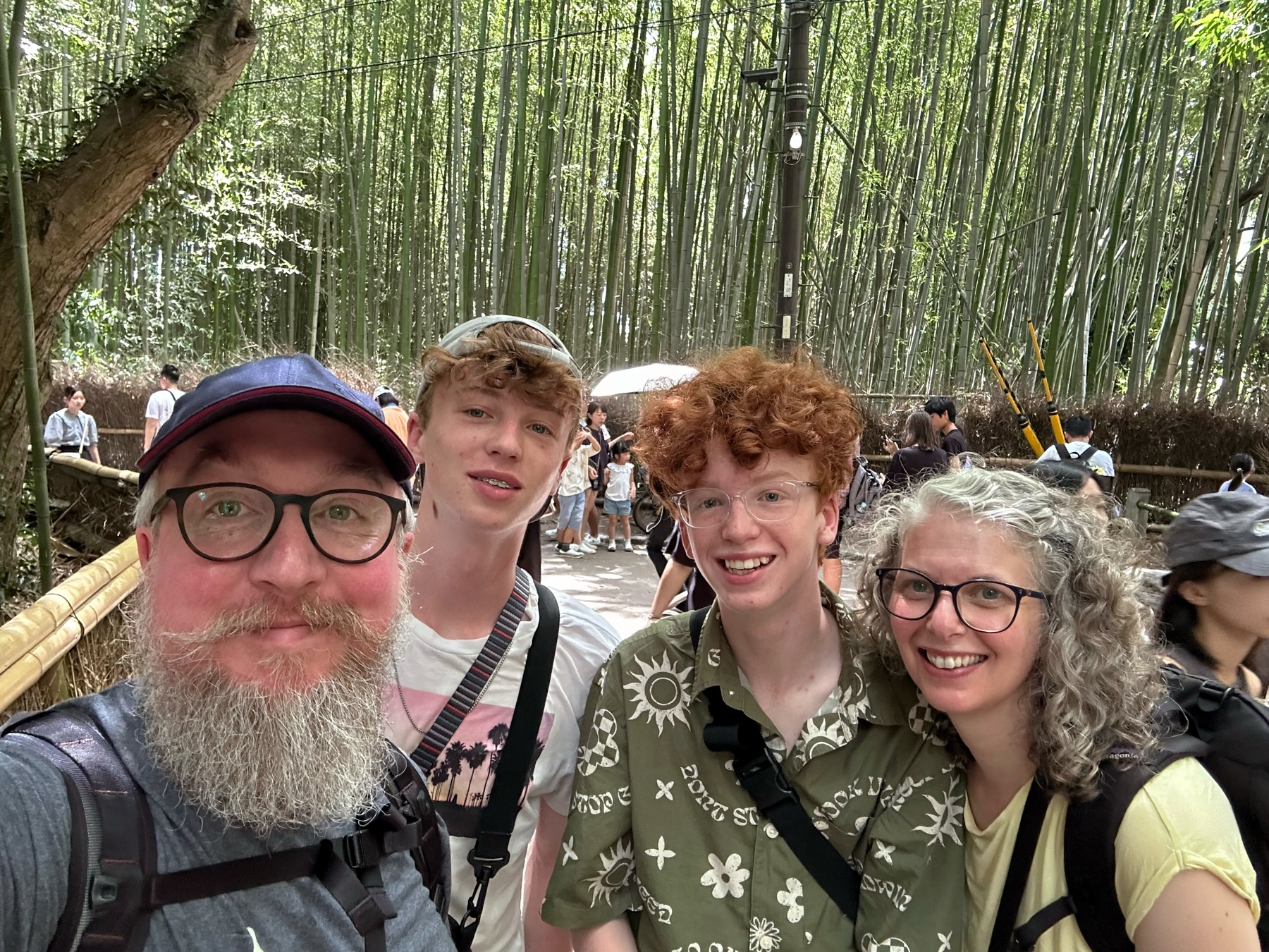 Me and my family doing a selfie in front of the bamboo