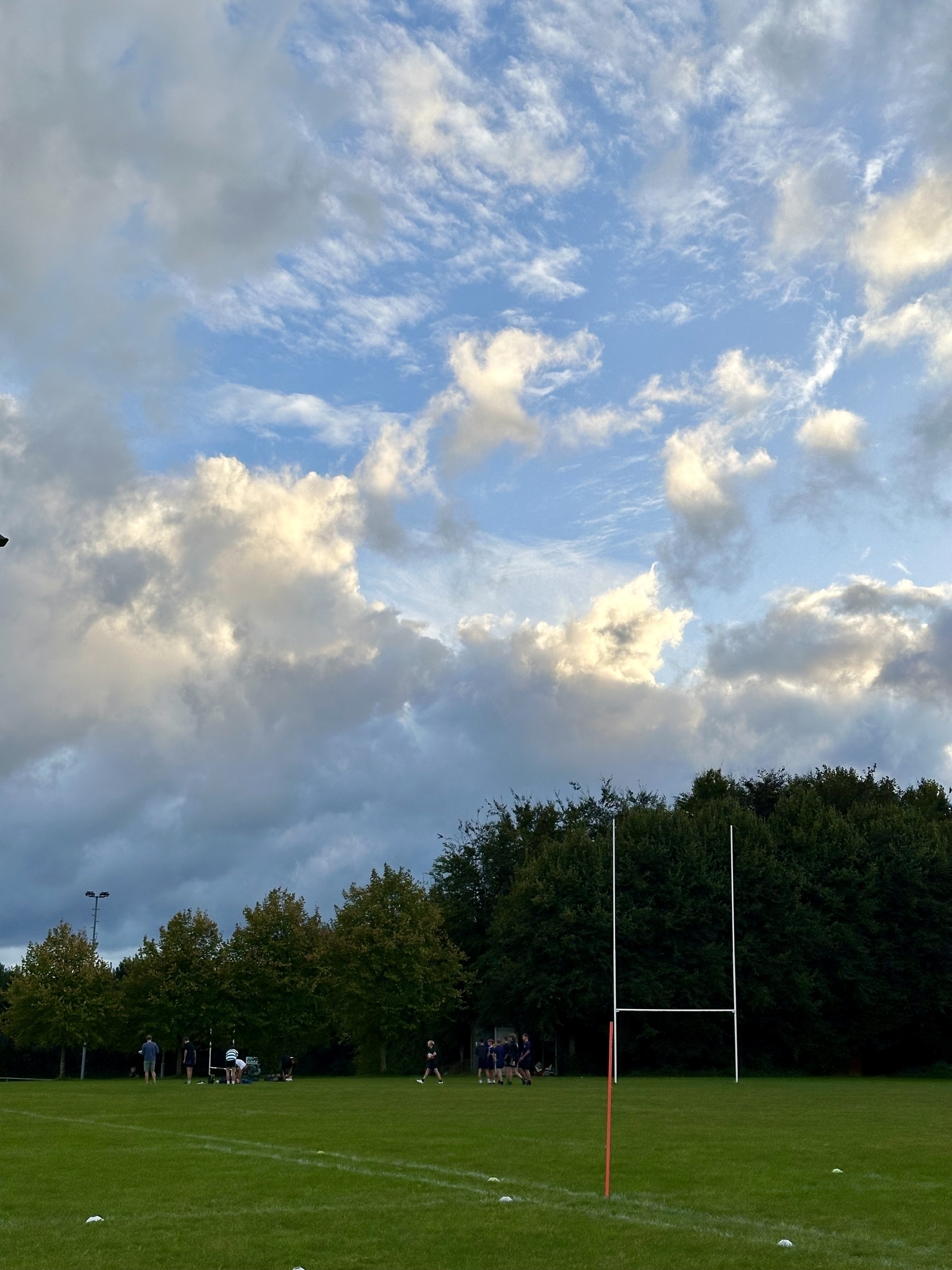 rugby field at sunset