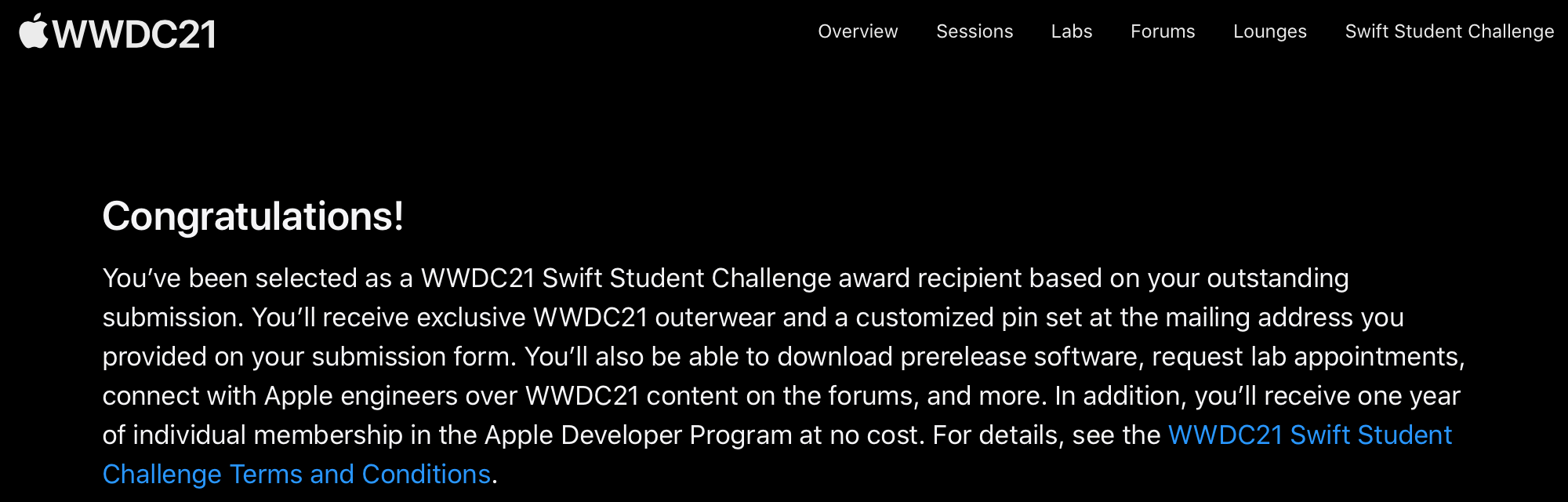 I&rsquo;ve won a Swift Student Challenge award.