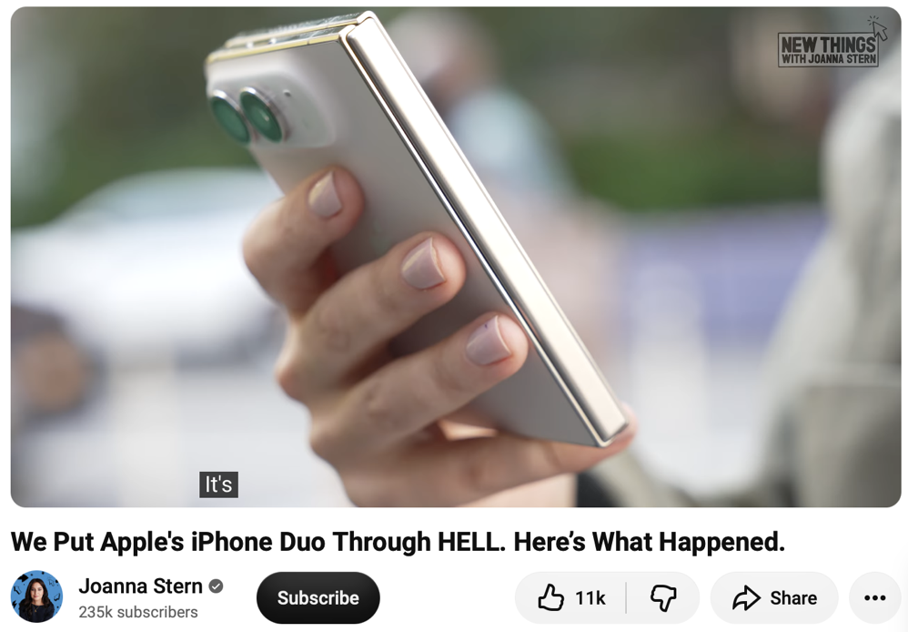 Joanna Stern holding her iPhon Duo wrong