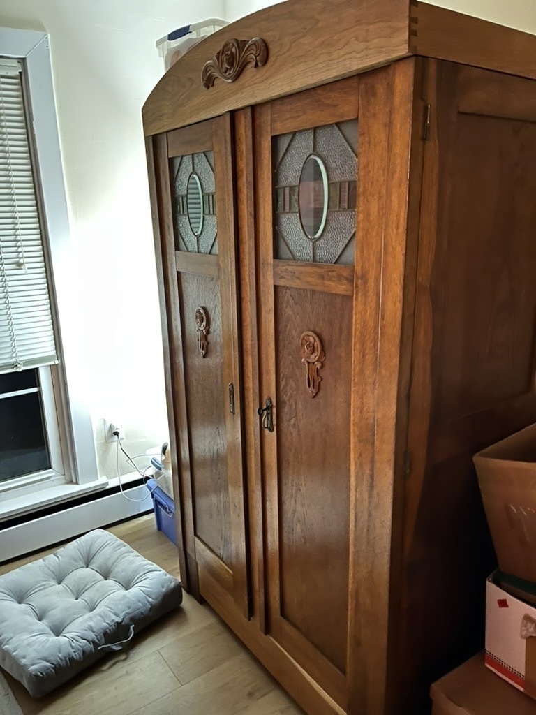 The completed cabinet conversion is about four feet wide