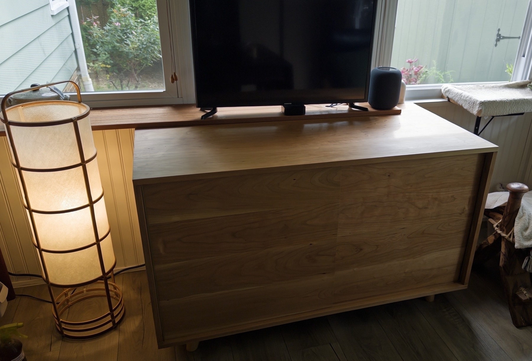 midcentury cherry TV cabinet