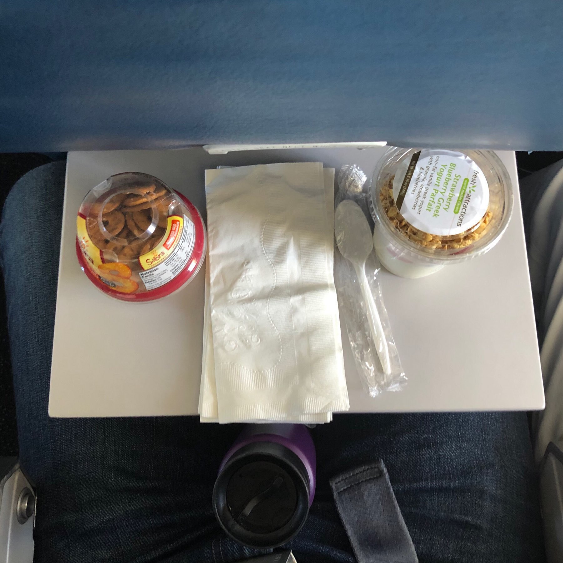 Airline tray table with not enough room
