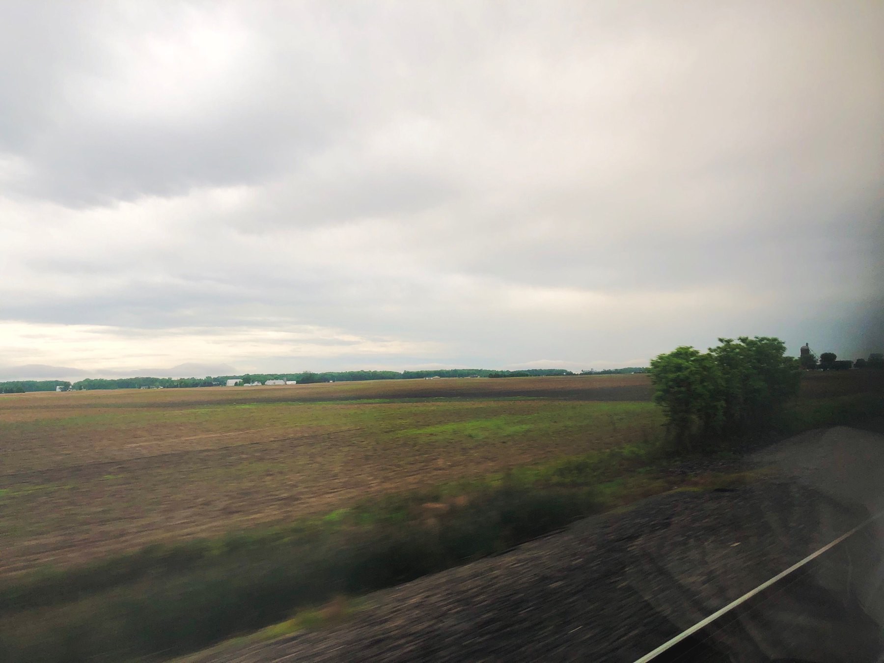 View of Ohio farmland from train window