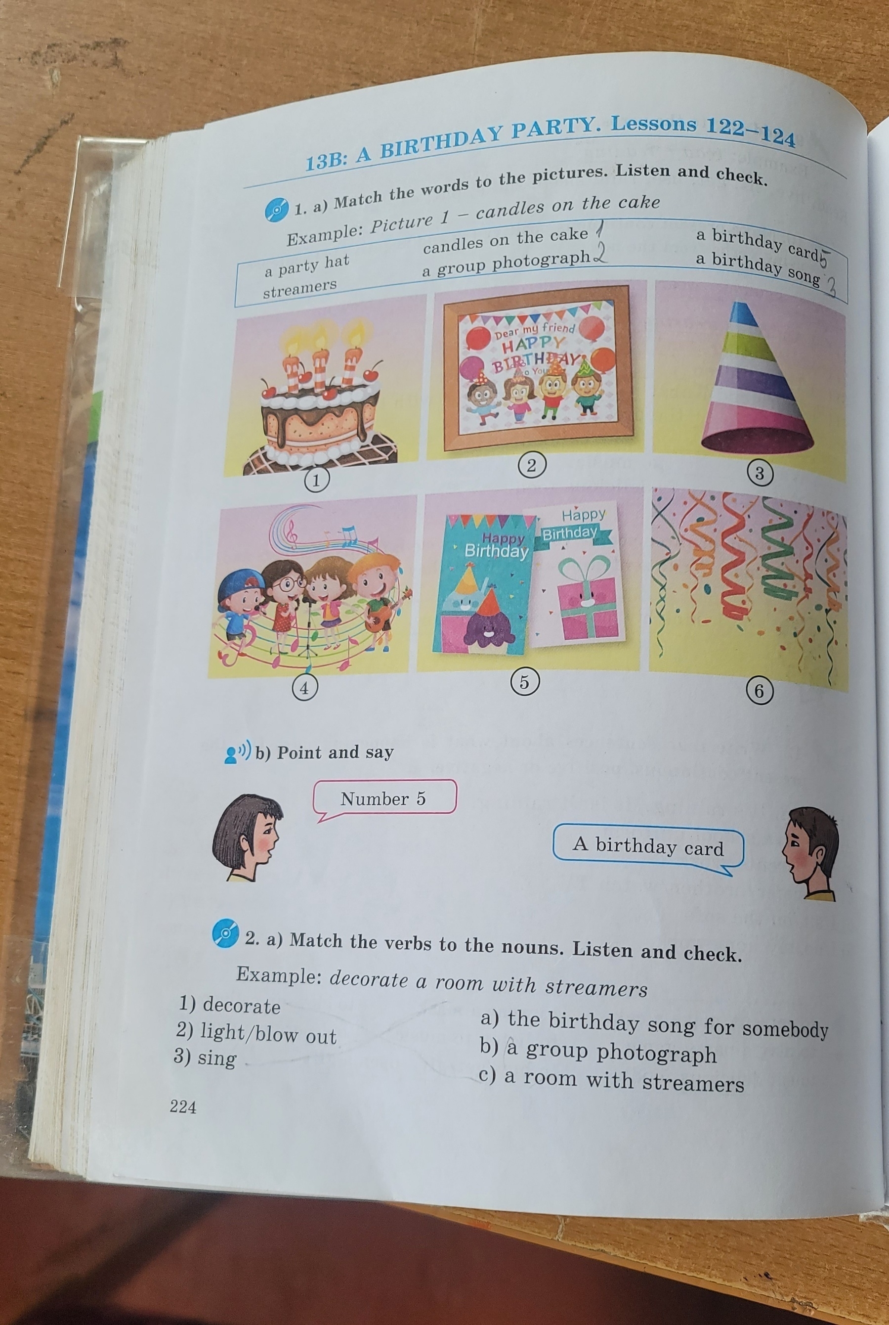 picture of a textbook page with everything in English and small pictures of the new vocabulary words