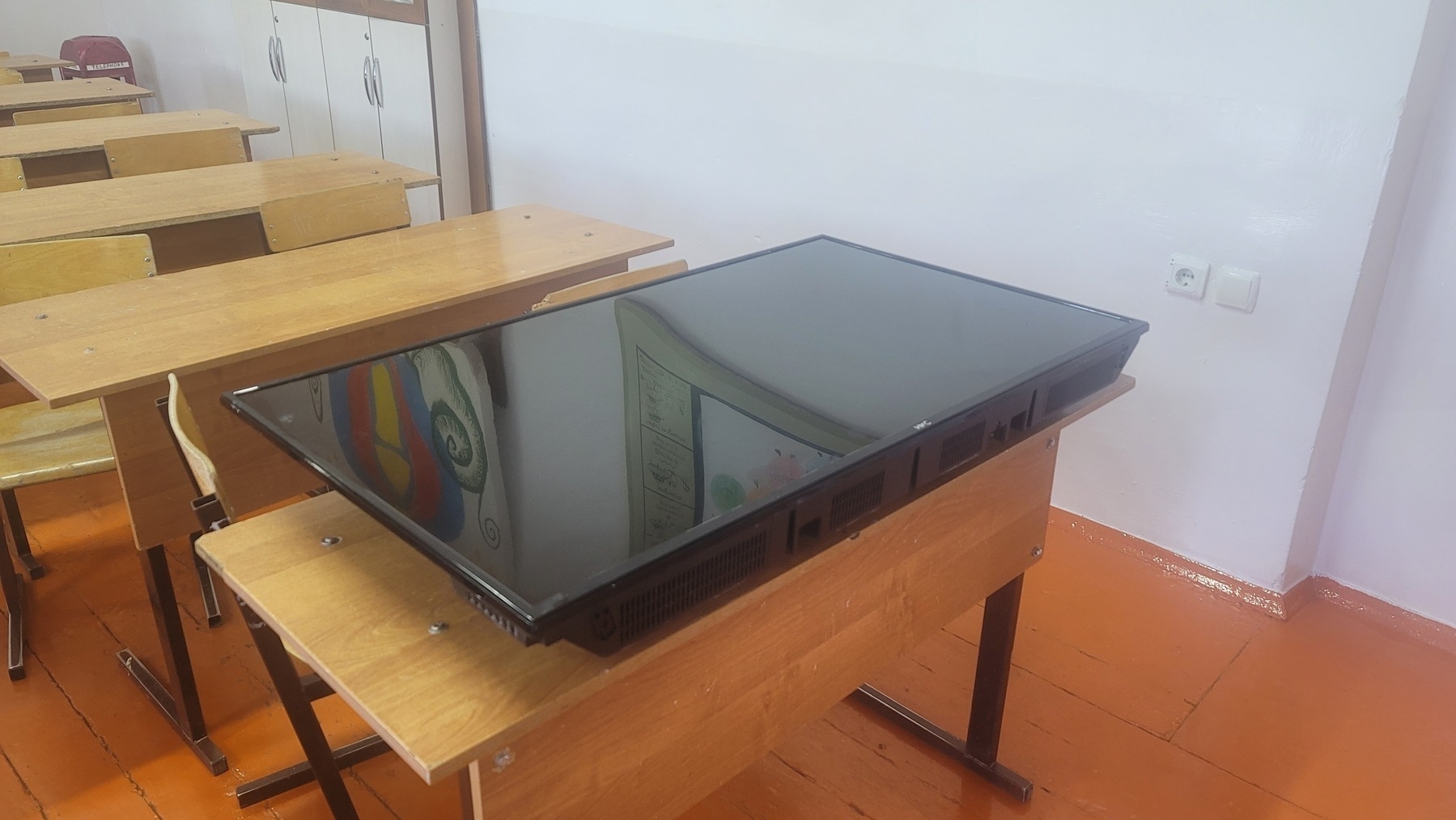 TV on a school desk