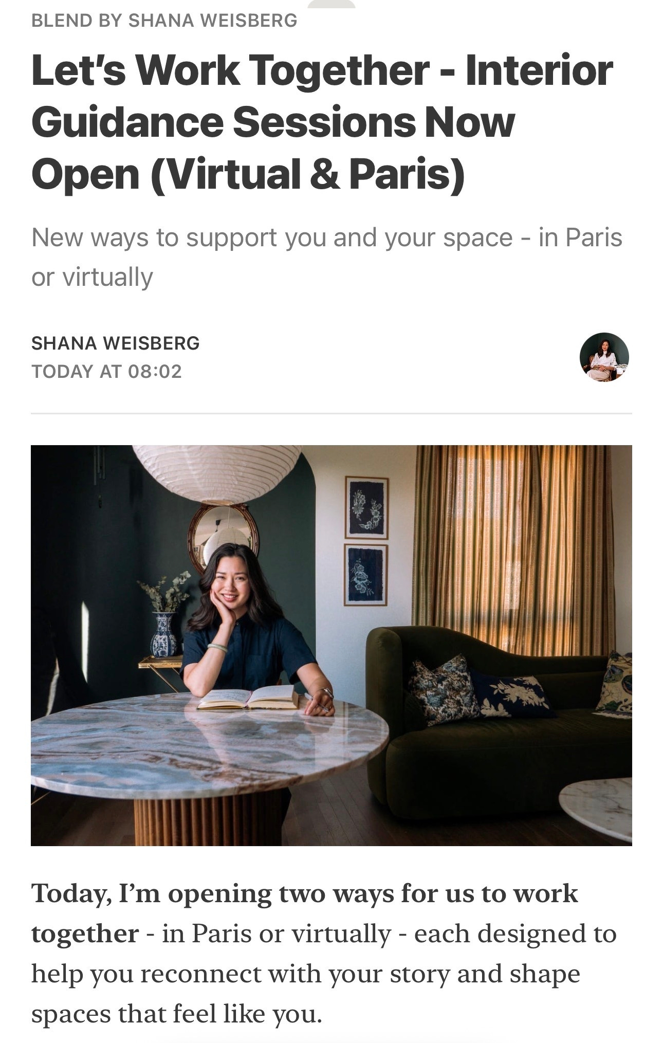 A website page features elegant interior design elements, including cushions and a decorative fan, highlighted by text promoting soulful interiors and offering exploration.