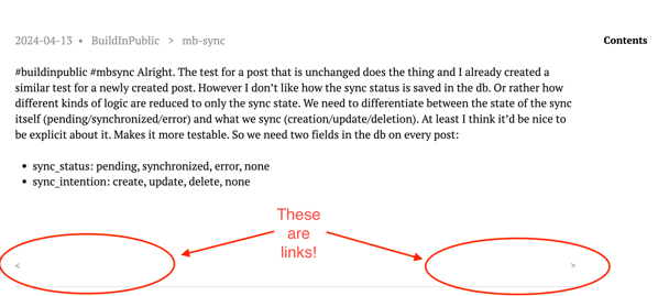 An annotated screenshot ilustrating the invisible links problem