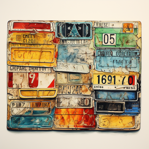 Midjourney: a random belgian license plate, colored pencil drawing