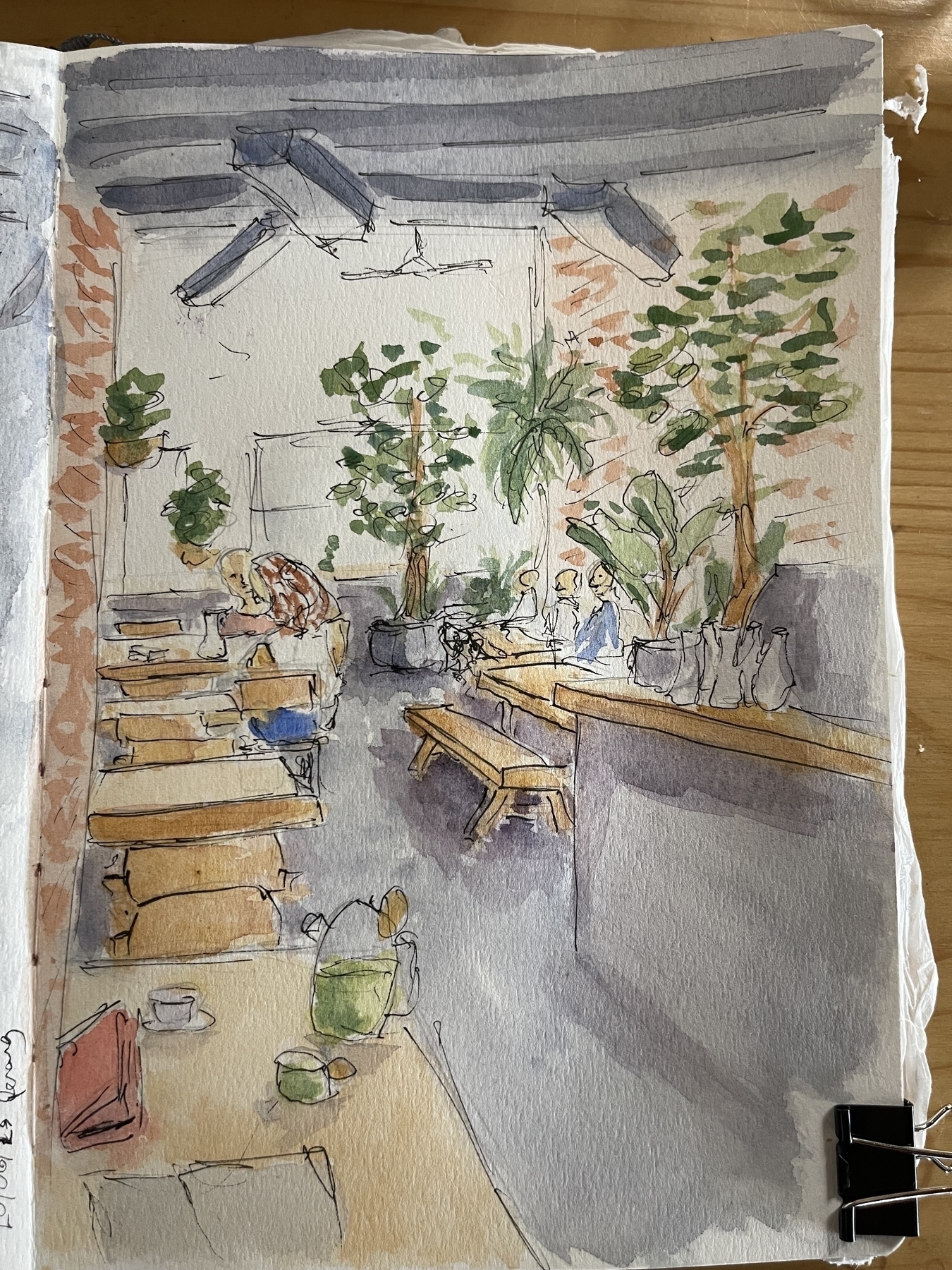 Watercolour of a coffee shop in Penang