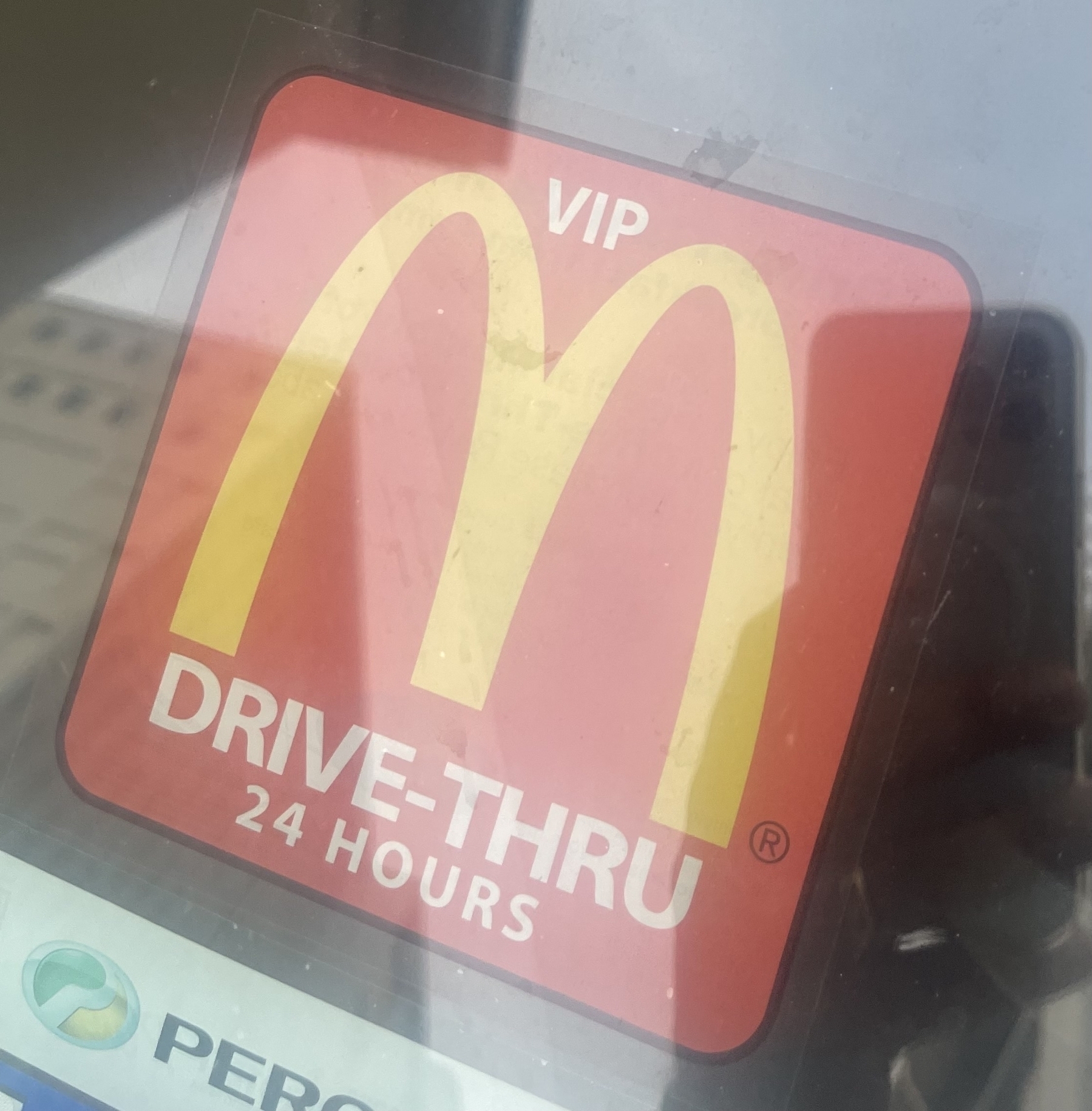 A McDonalds vip car windscreen sticker 