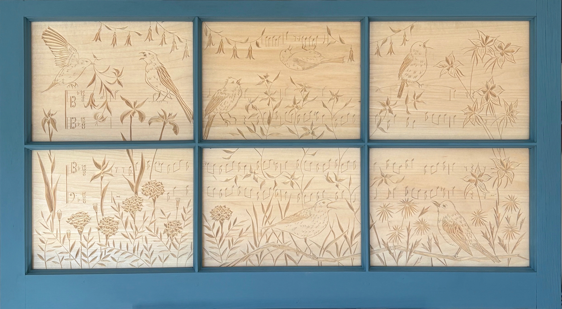 six-panel chip carving