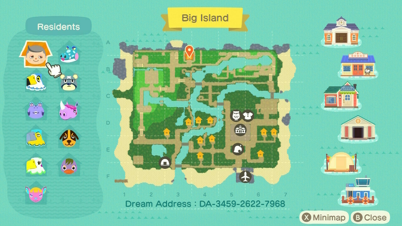 Animal Crossing New Horizons  Map and Dream Address DA-3459-2622-7968