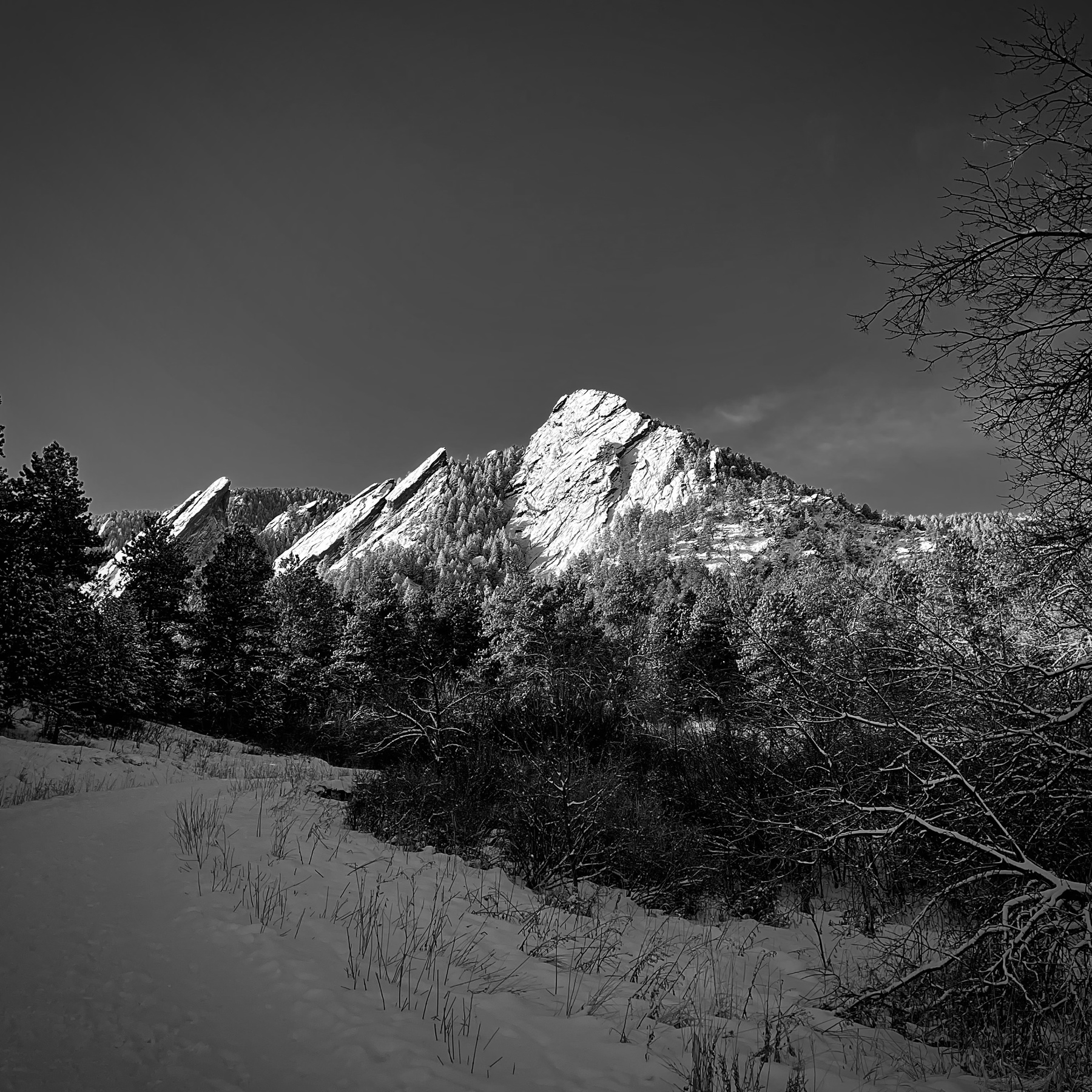 Flatirons in Boulder, Black and White. 