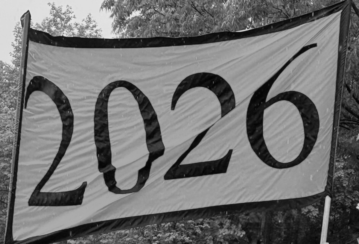 A banner with “2026” on it