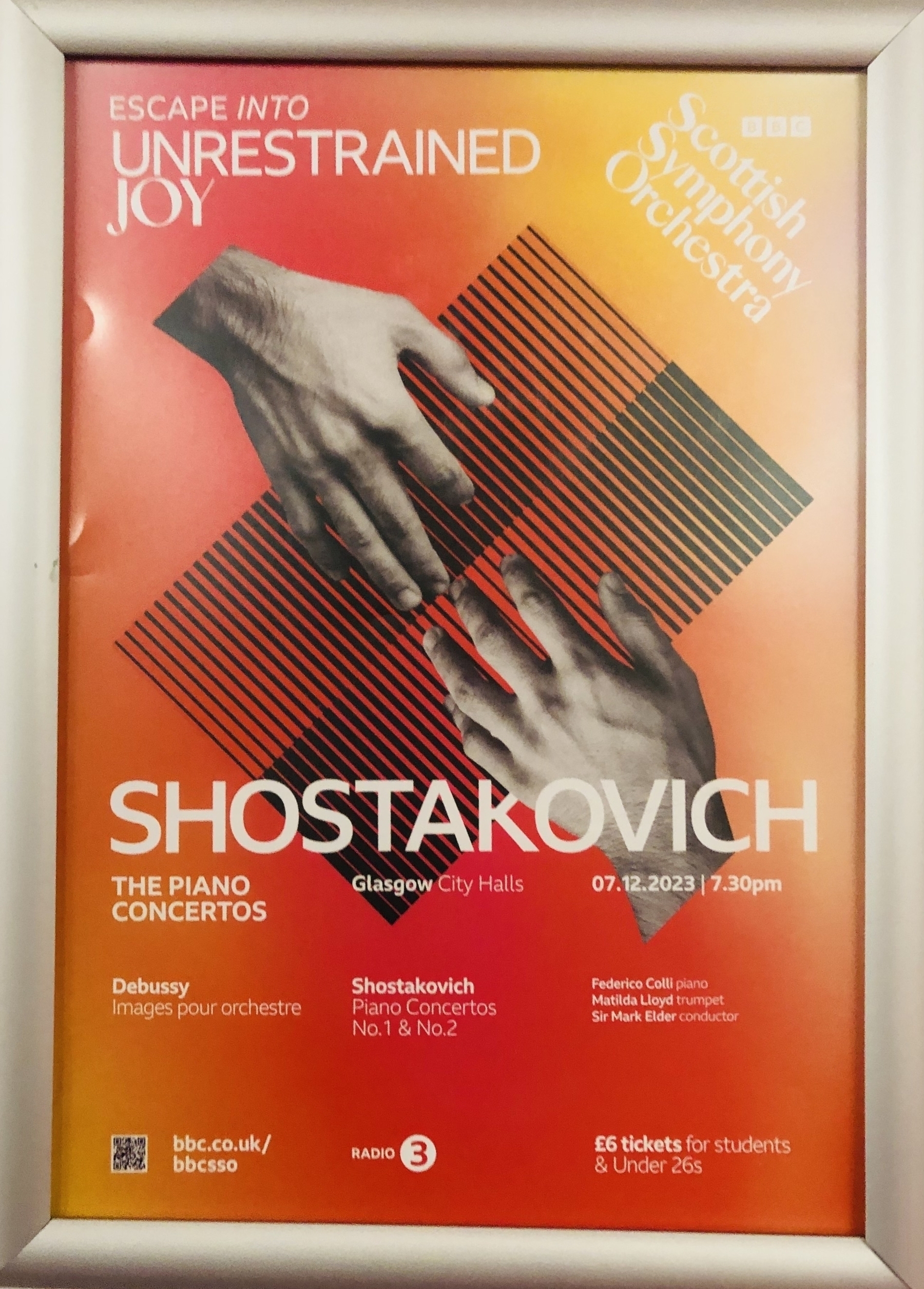 Poster advertising an evening of Shostakovich and Debussy