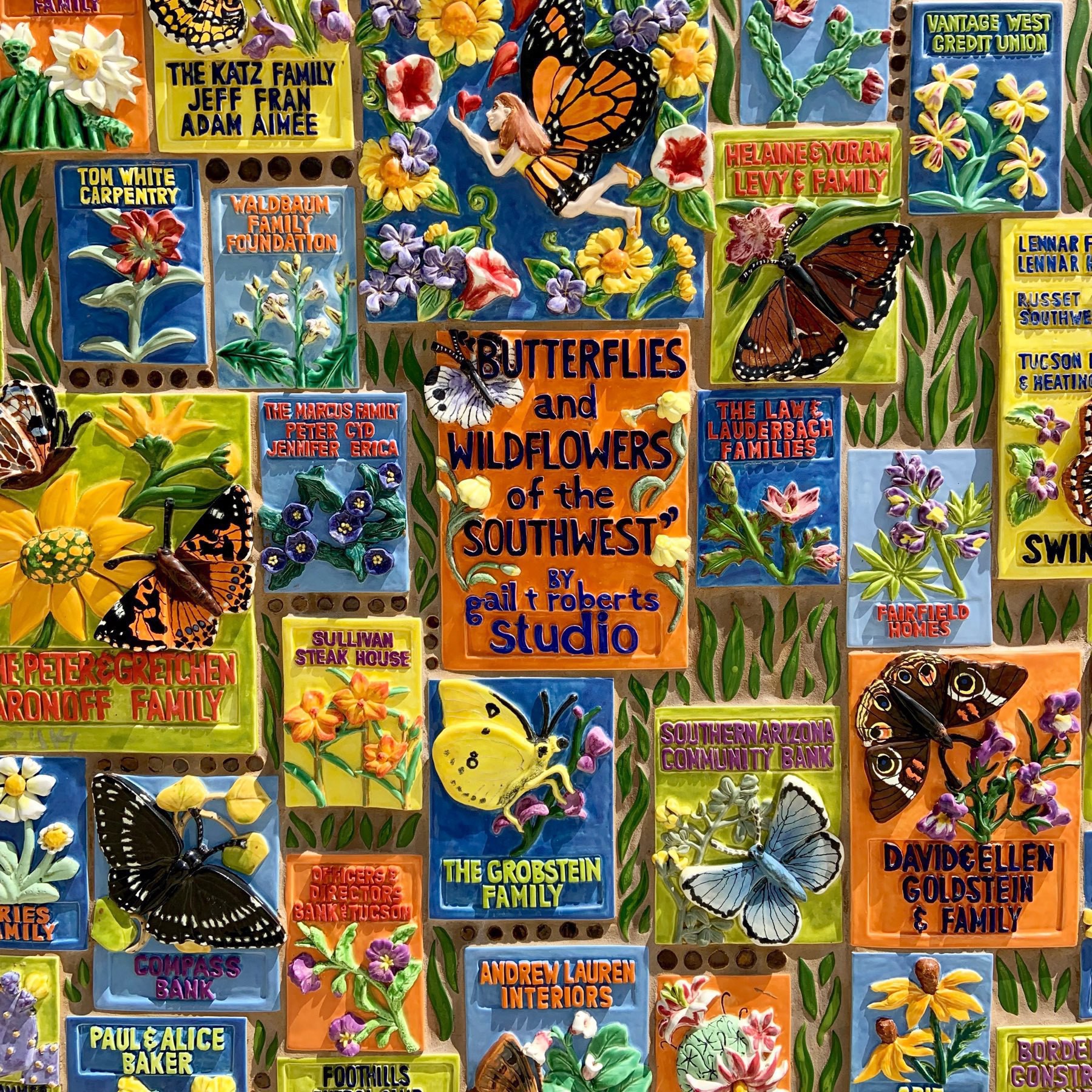part of a mural by Gail Roberts celebrating the wildflowers and butterflies of the American Southwest