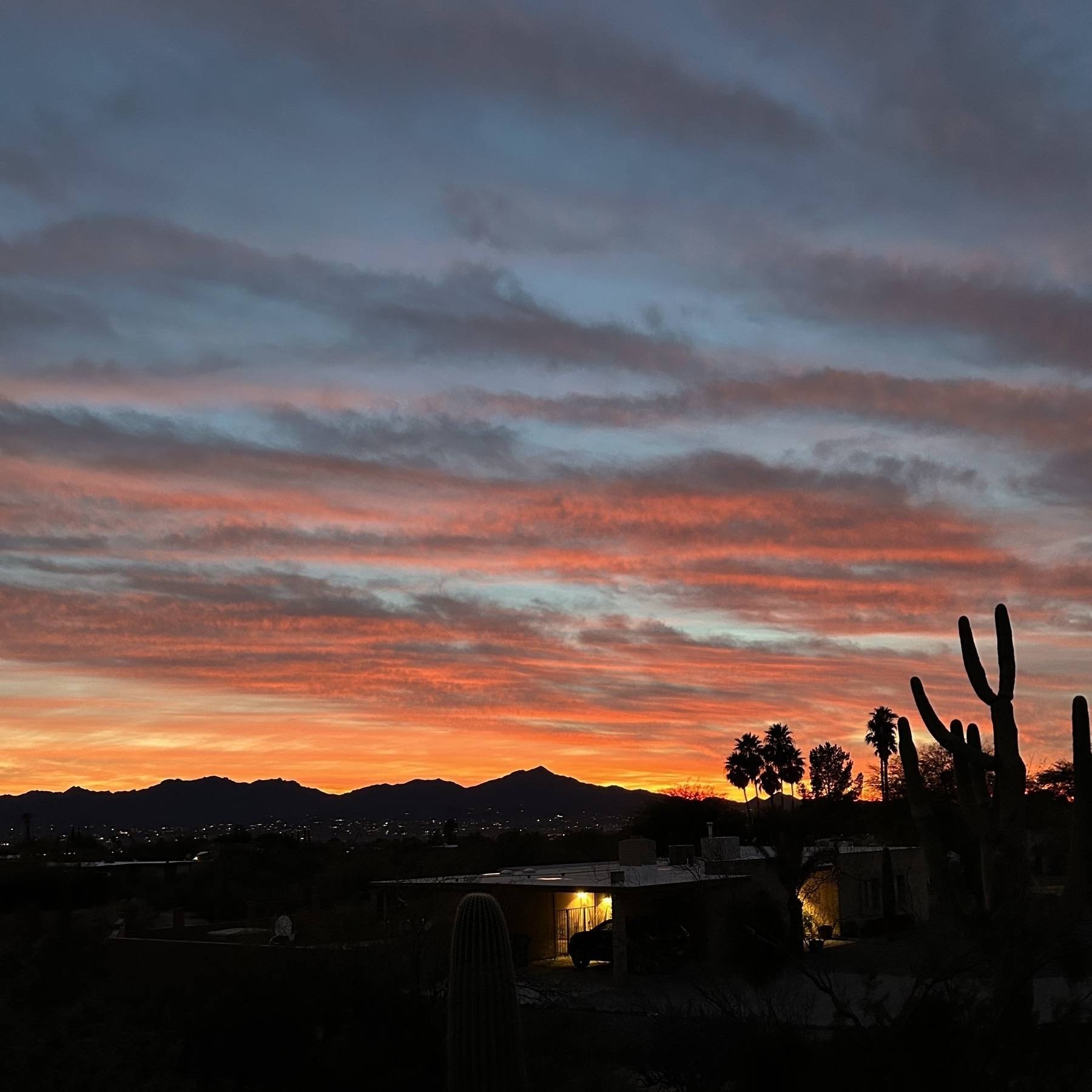 Sunset in Tucson on New Years Eve 2022.