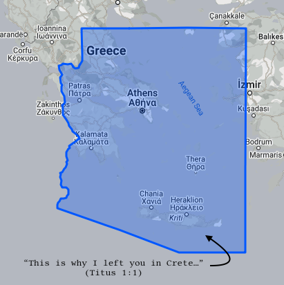 map of Arizona overlayed on Greece including the island of Crete