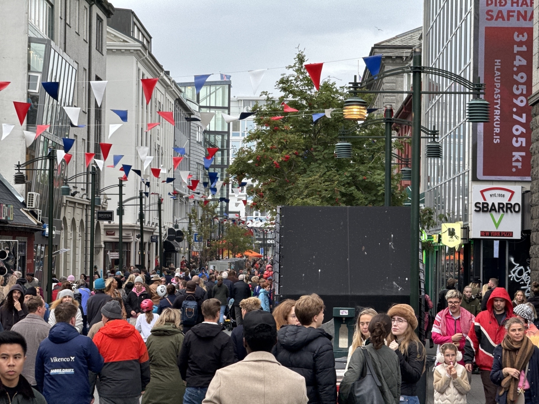 Downtown Reykjavik with a Sbarro Pizza, everyone’s favorite New York Pizza! (Headquarters in Columbus, OH)