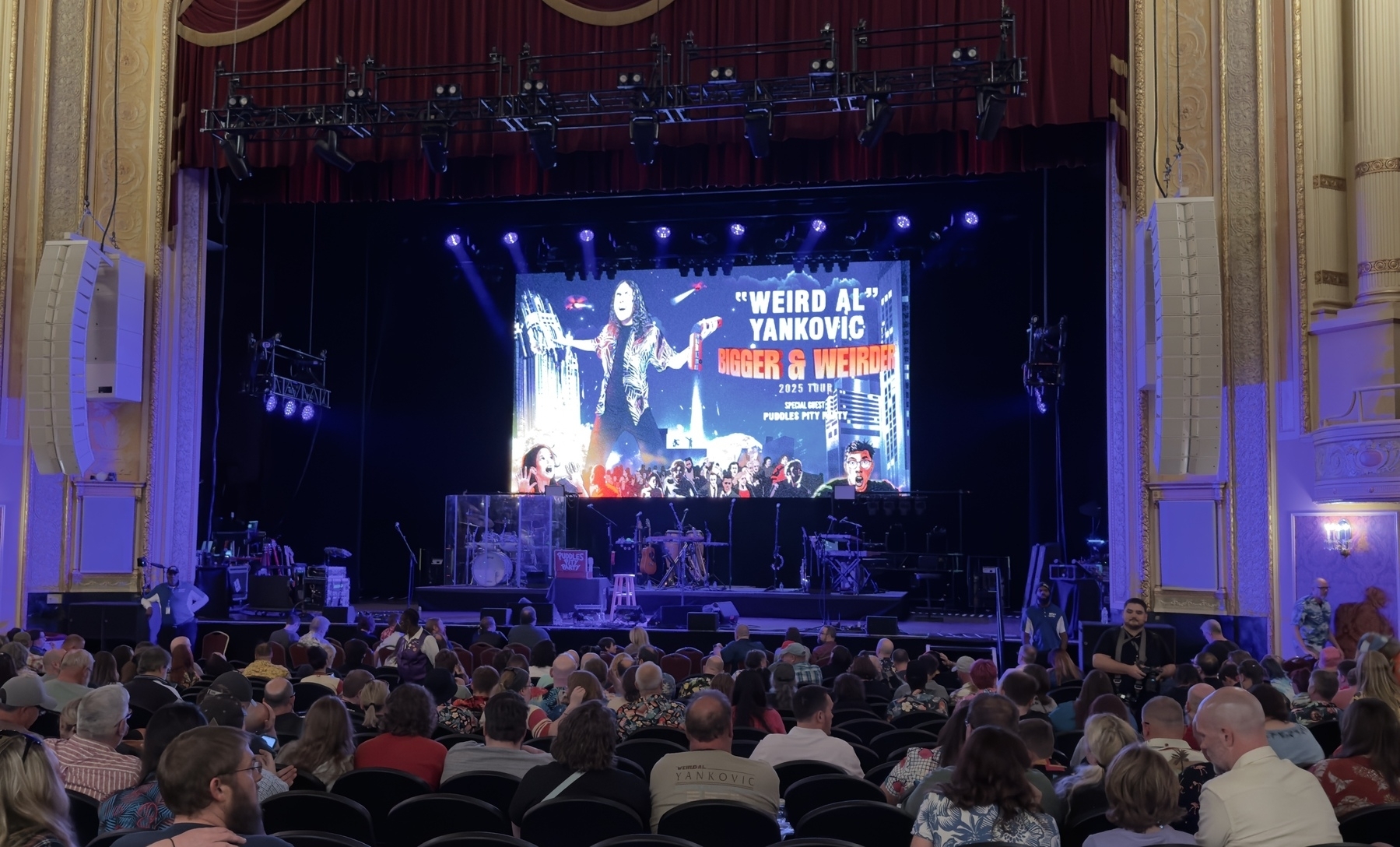 The stage at the Palace Theater in Columbus, ready for the Weird Al Yankovic show.