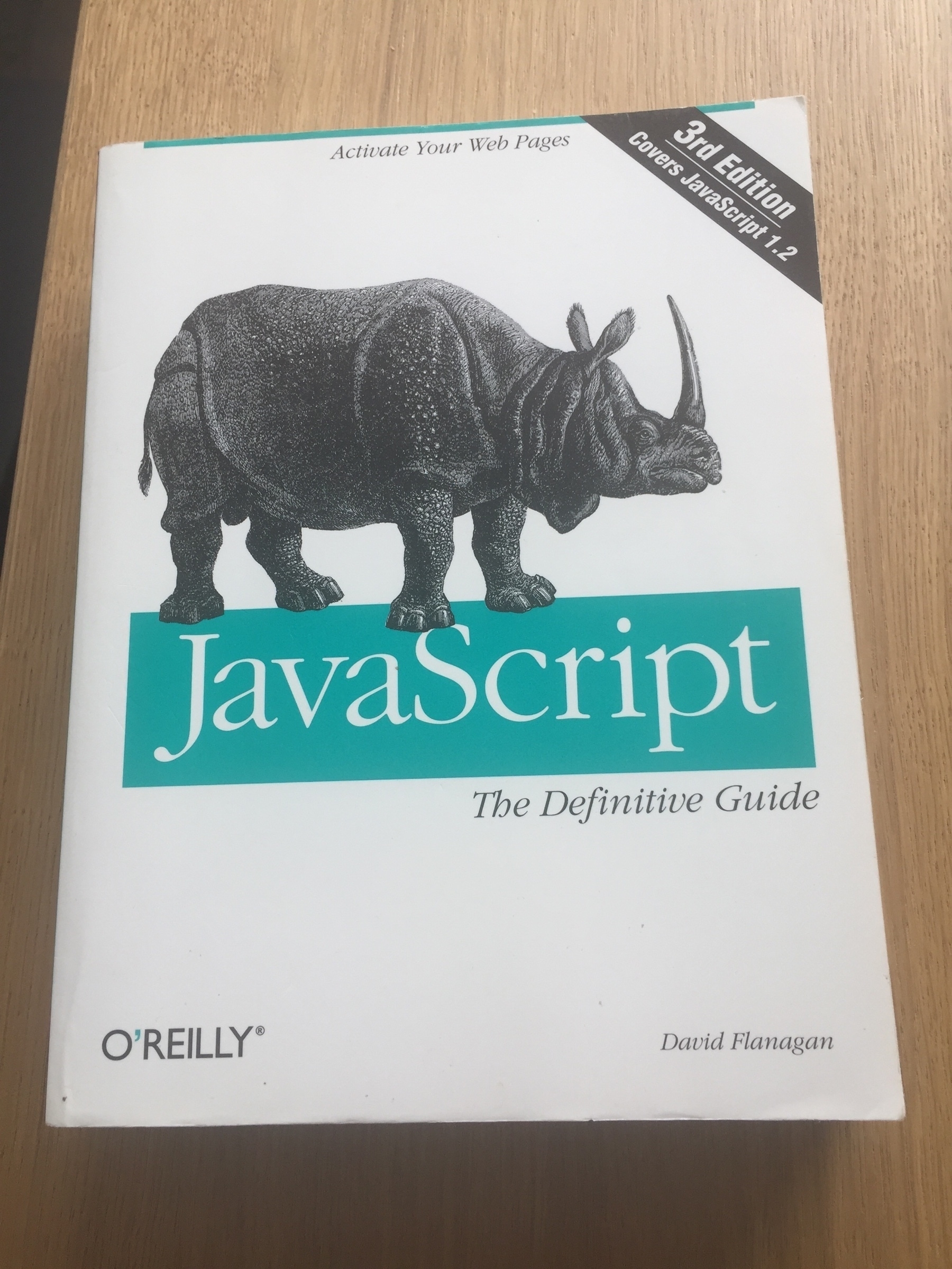 A book. The third edition of Javascript: the definitive guide 