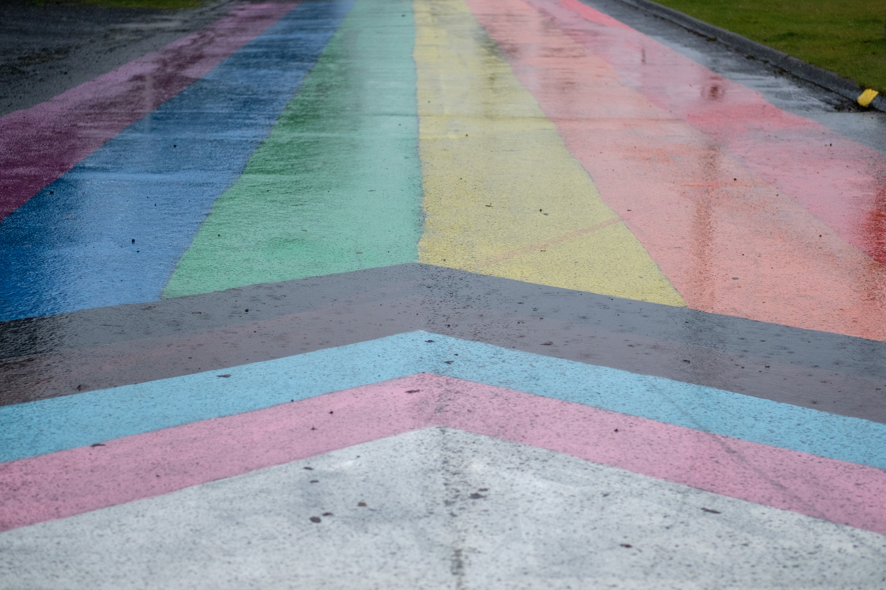 The local pride flag street painting looks okay in bad weather, actually.